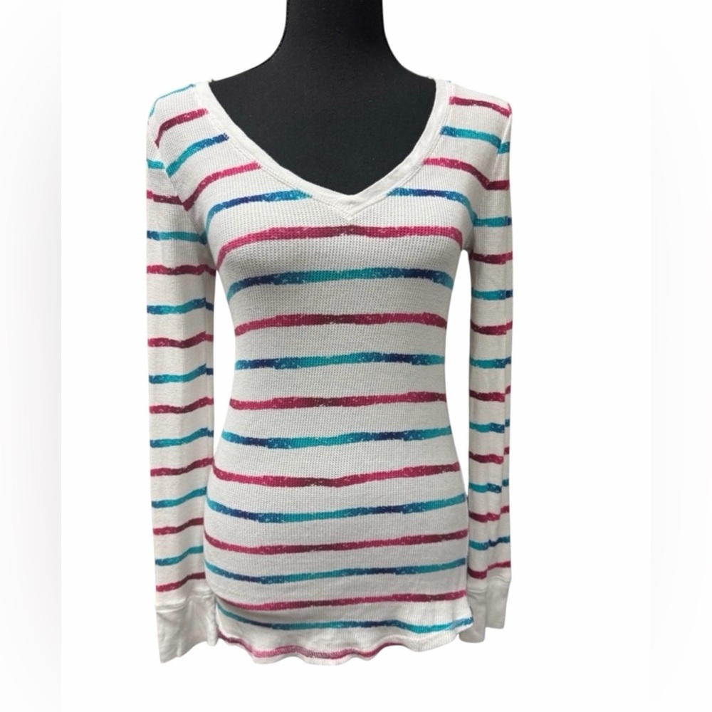 OP Multicolor Striped Thermal V-Neck Size Jr. Medium (7-9)